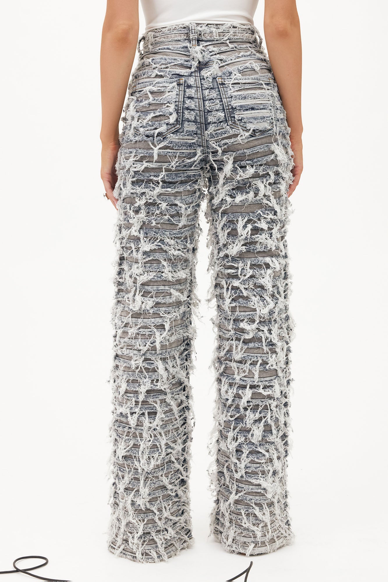 Oh So Shredded Stretch Straight Leg Jeans - Grey/combo