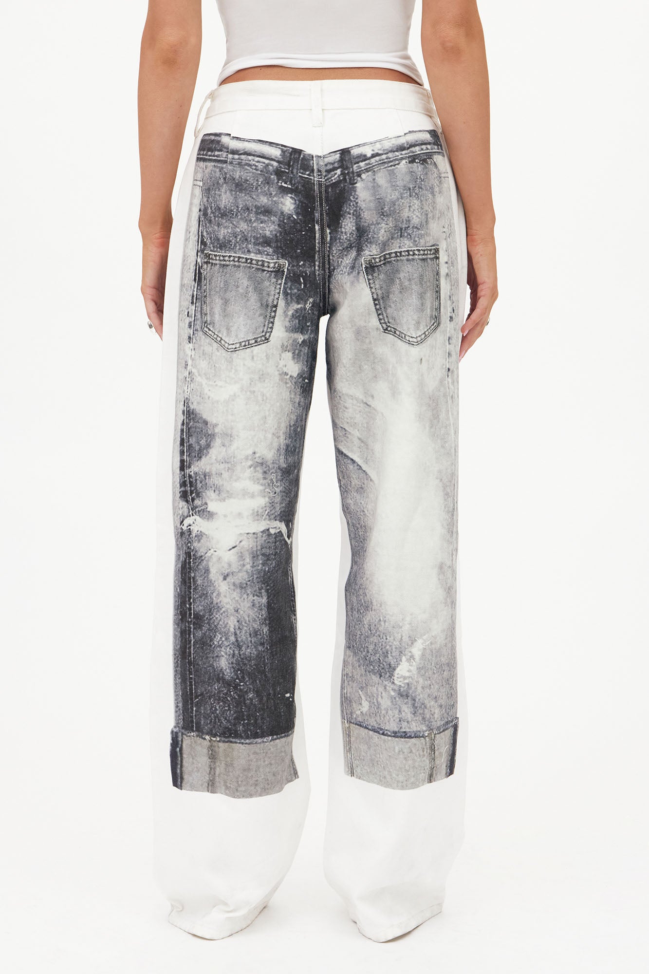 Perfect Illusions Denim Printed Straight Leg Jeans - White