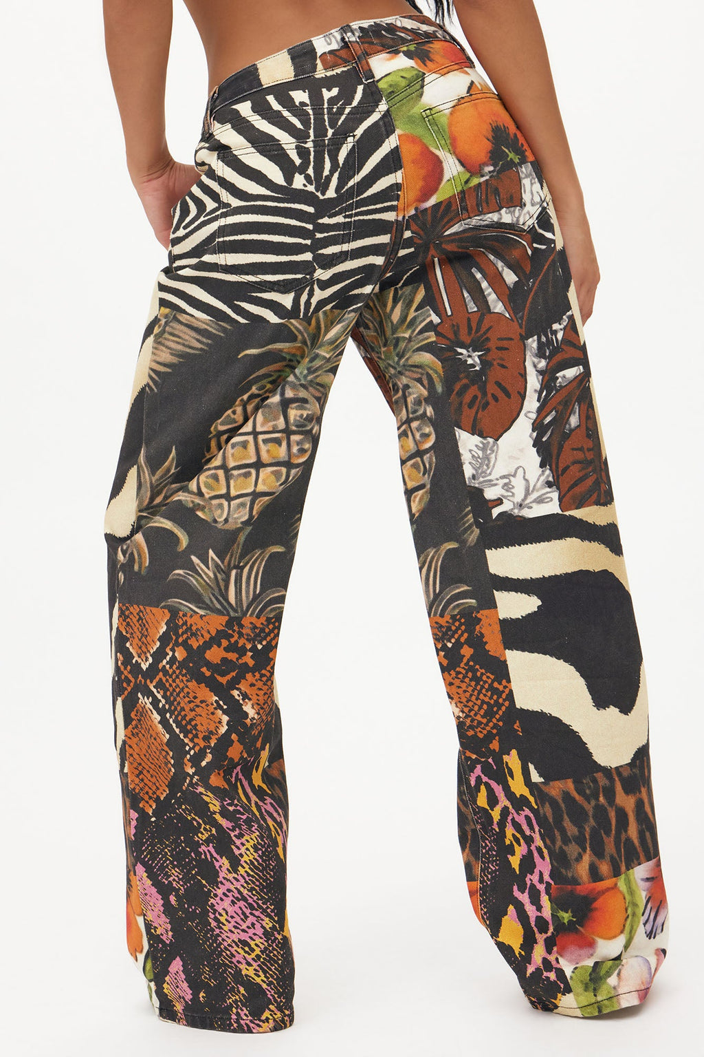 Miami Mood Printed Baggy Jeans - Brown/combo
