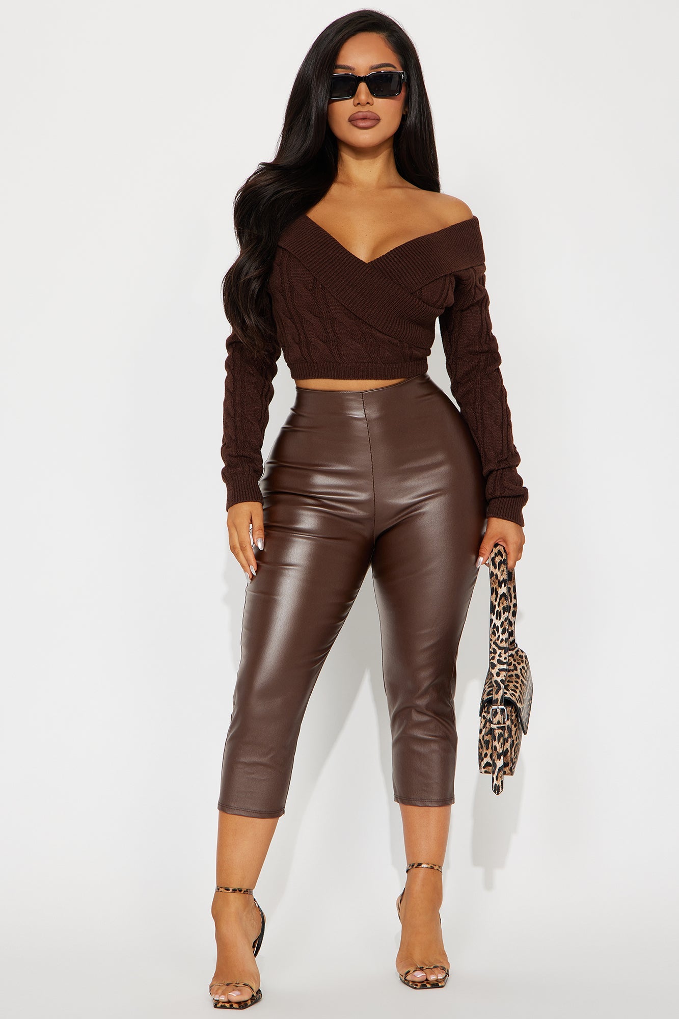 Doing My Best Cropped Sweater - Chocolate