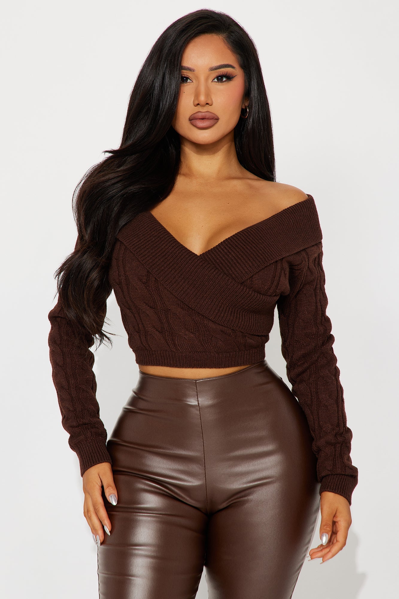 Doing My Best Cropped Sweater - Chocolate