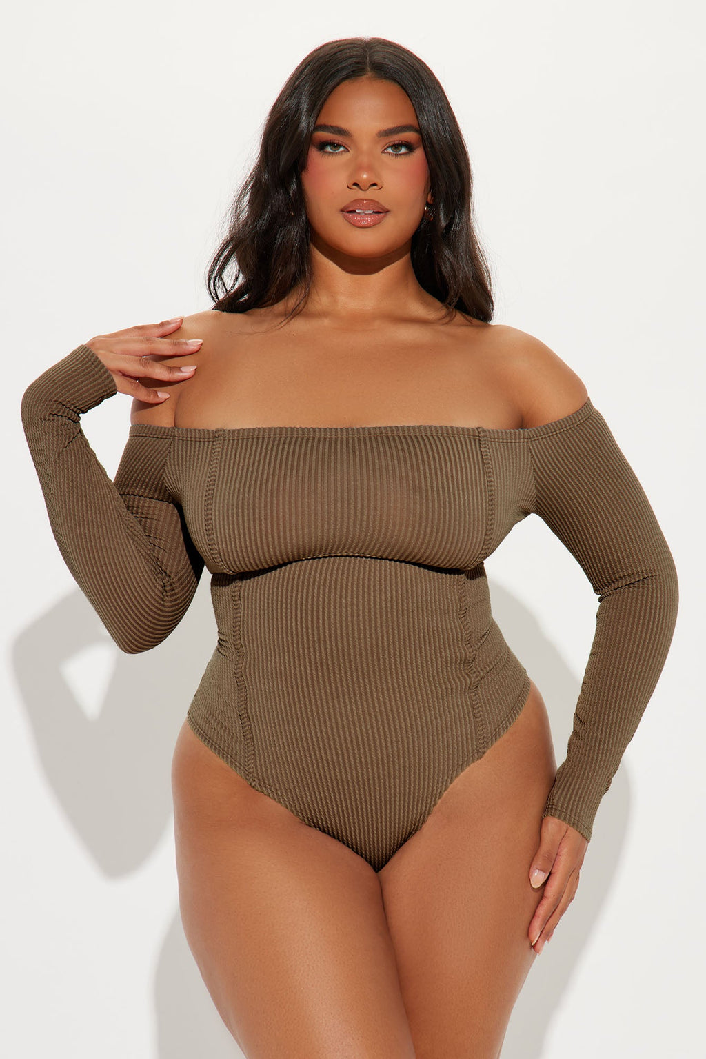 Monnet Ribbed Bodysuit - Chocolate