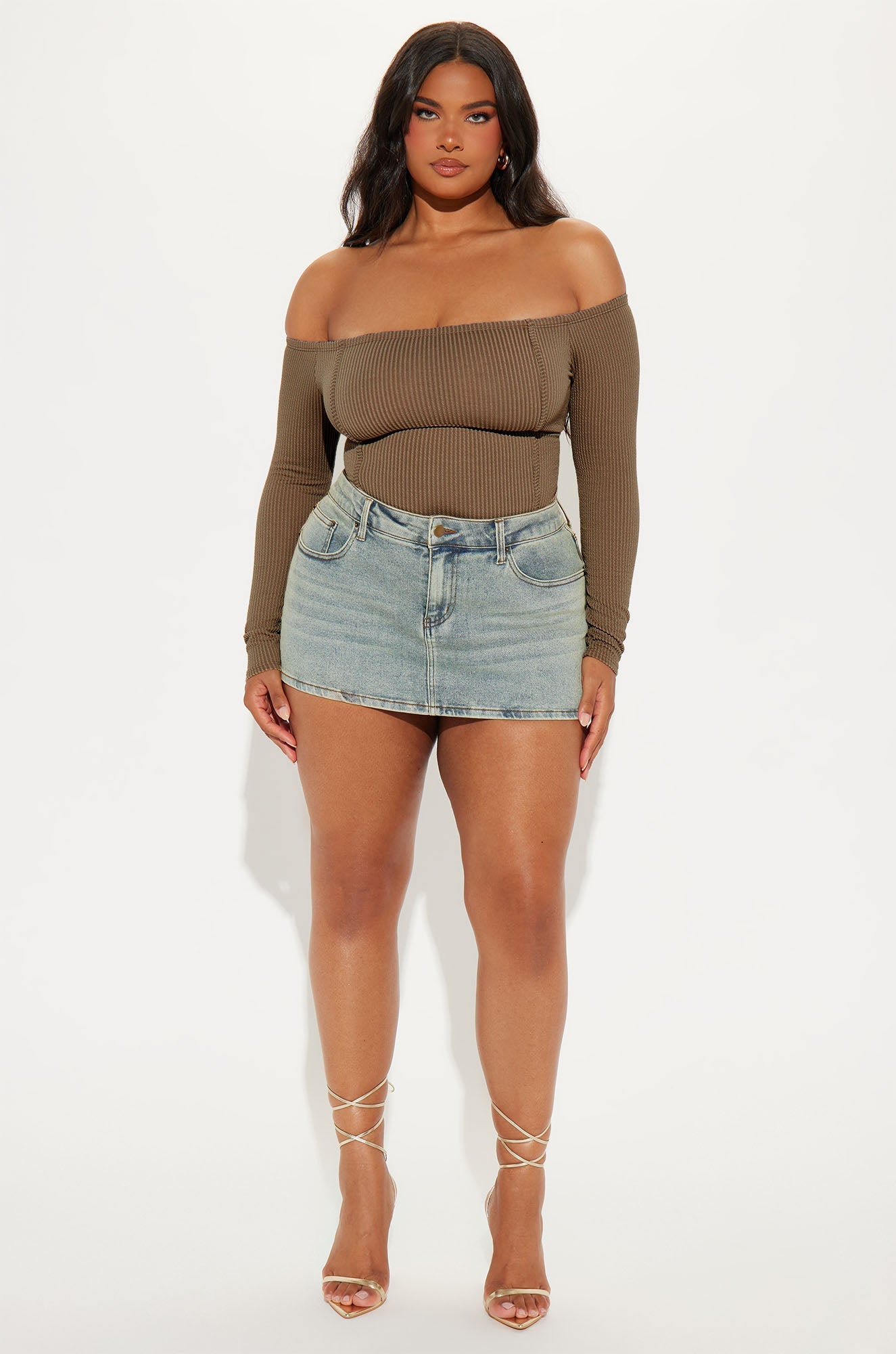 Monnet Ribbed Bodysuit - Chocolate