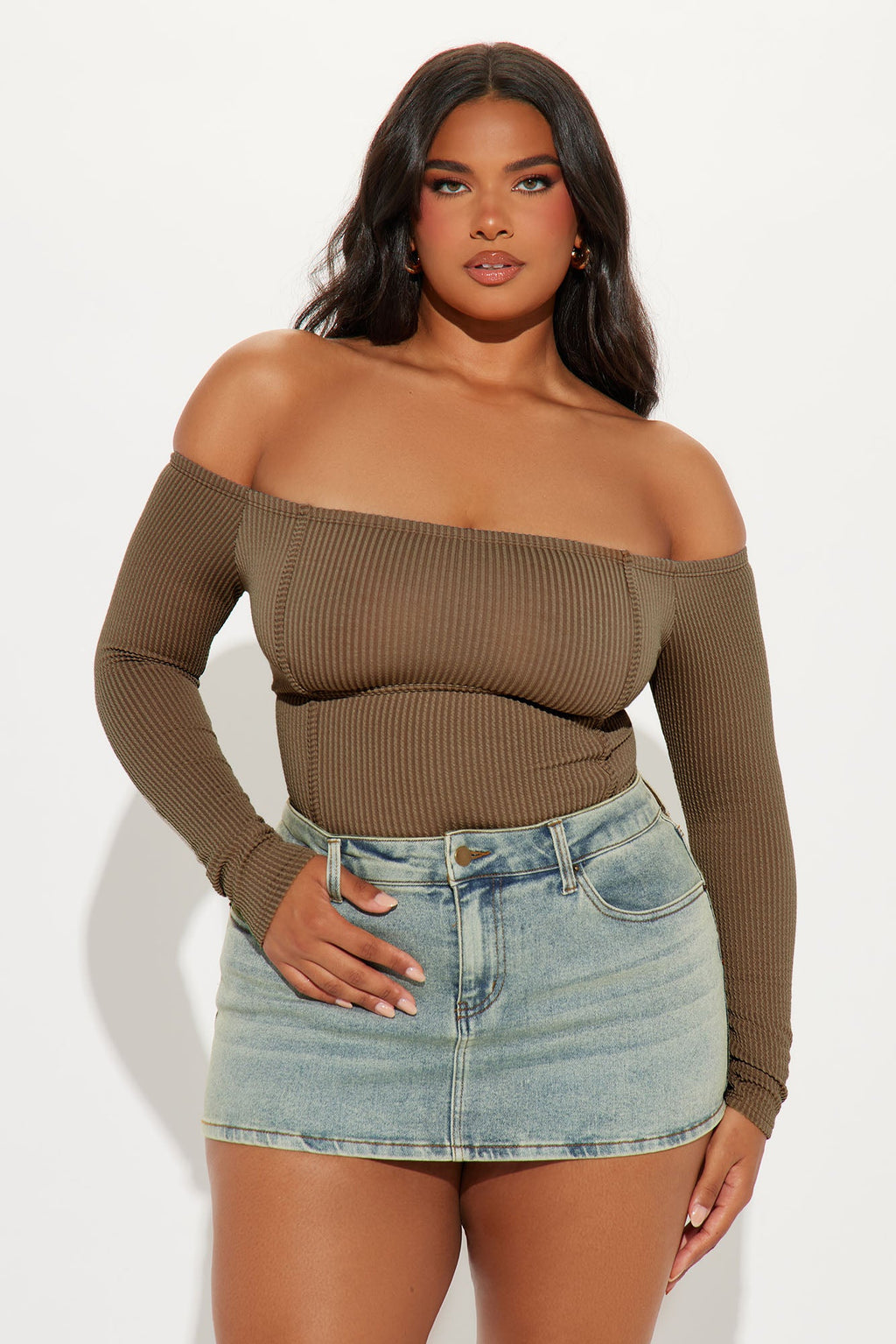 Monnet Ribbed Bodysuit - Chocolate
