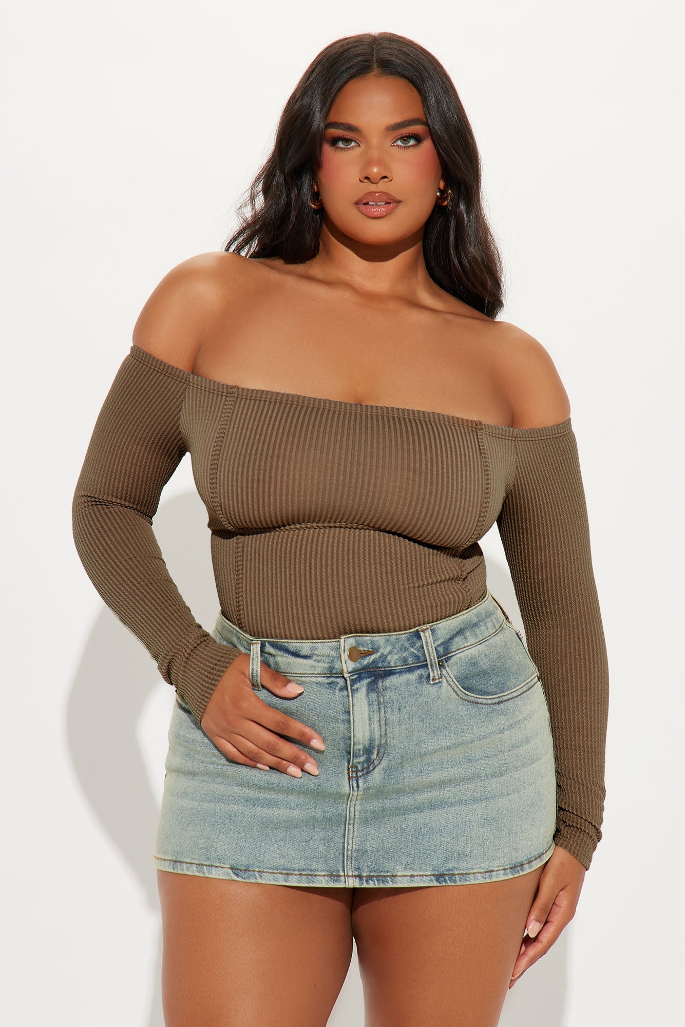 Monnet Ribbed Bodysuit - Chocolate