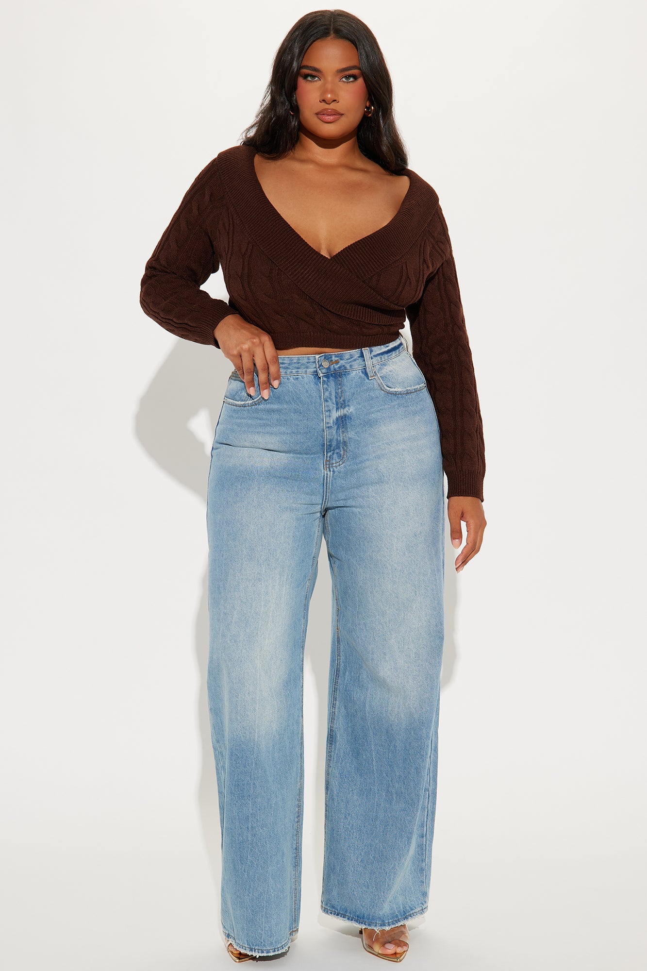 Doing My Best Cropped Sweater - Chocolate