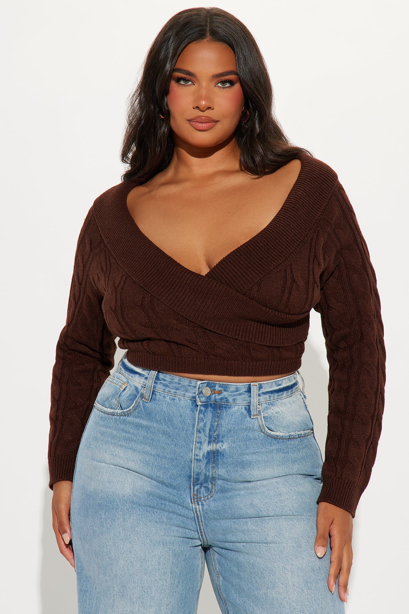 Doing My Best Cropped Sweater - Chocolate
