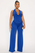 Nicole Cowl Halter Pant Set - Royal