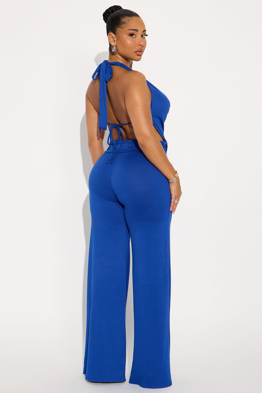 Nicole Cowl Halter Pant Set - Royal