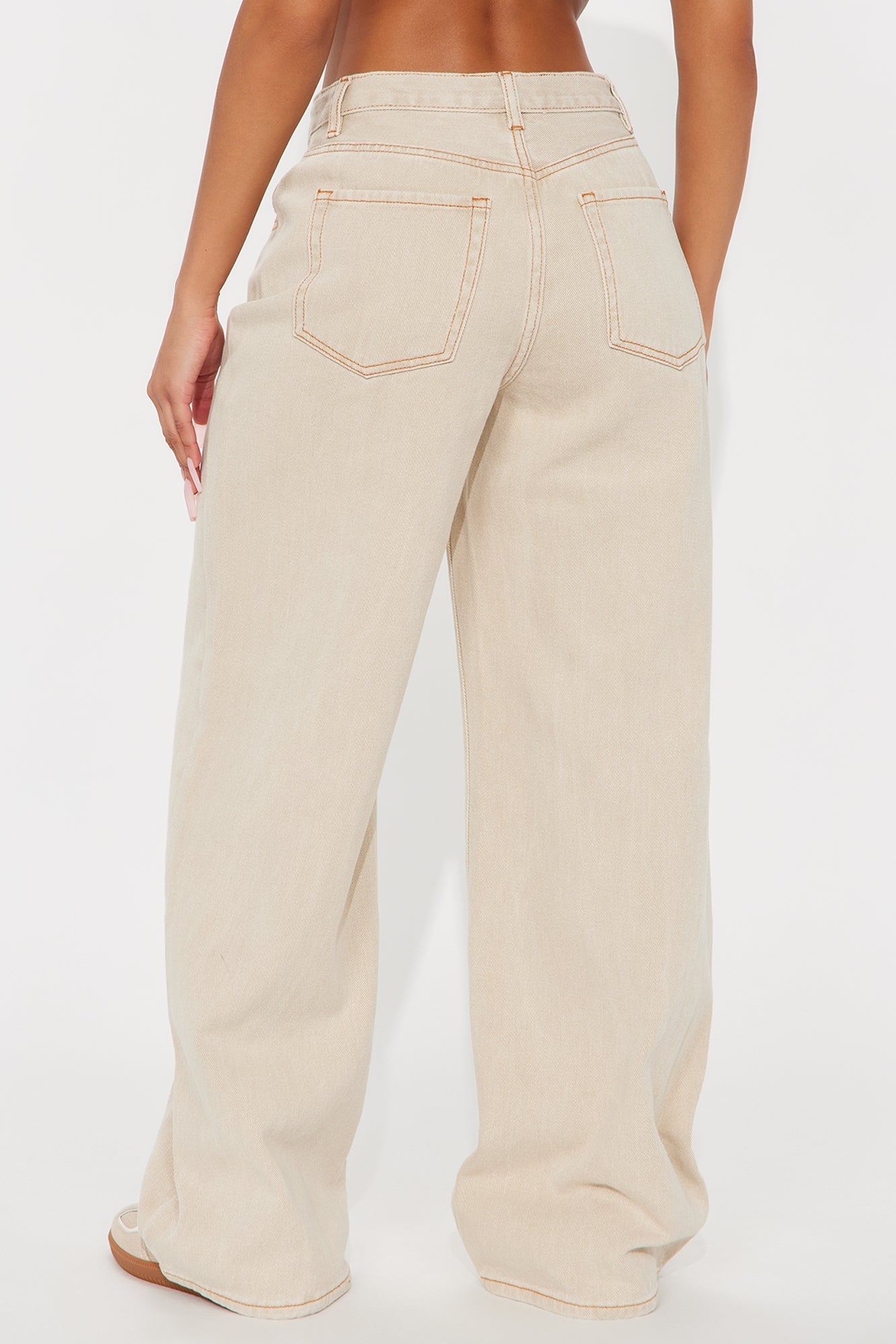 Laguna Tie Waist Wide Leg Jeans - Khaki