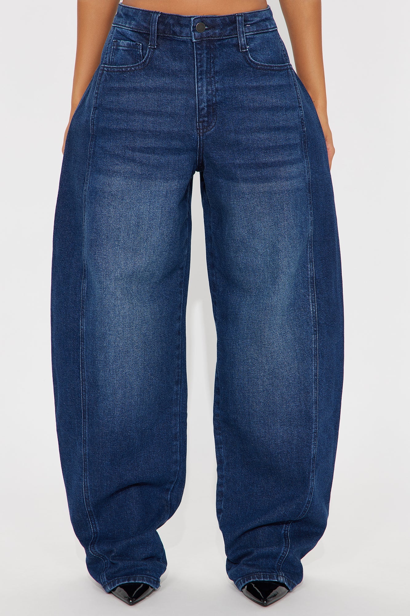 Called Out Low Stretch Barrel Leg Jeans - Dark Wash