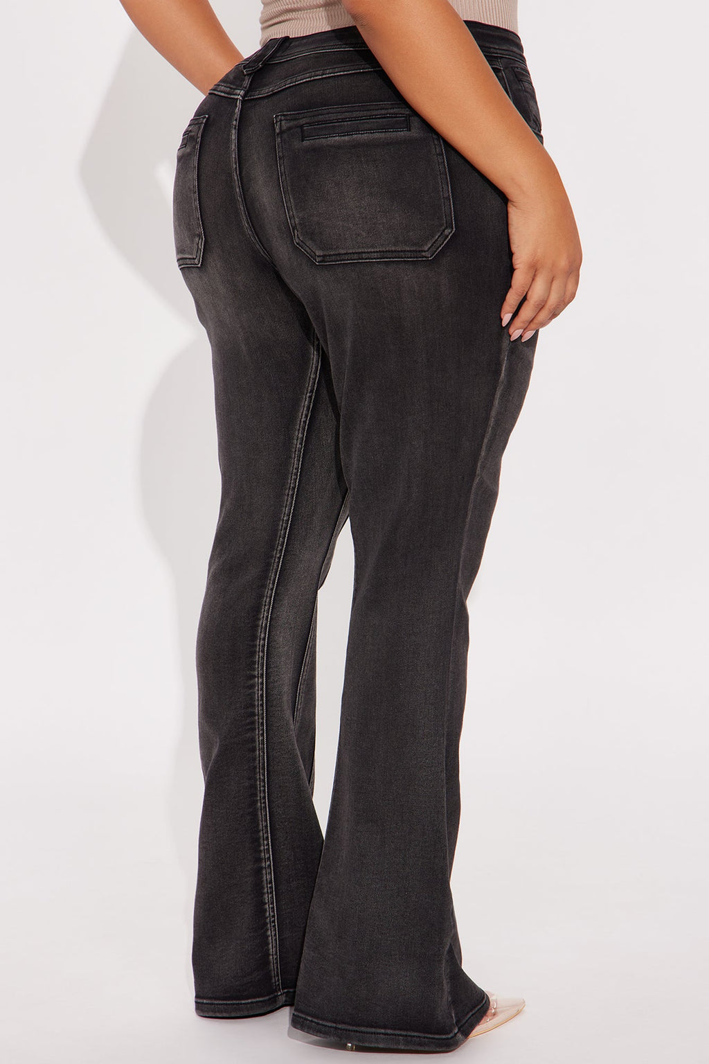 Giving Off Vibes Stretch Flare Jeans - Black Wash