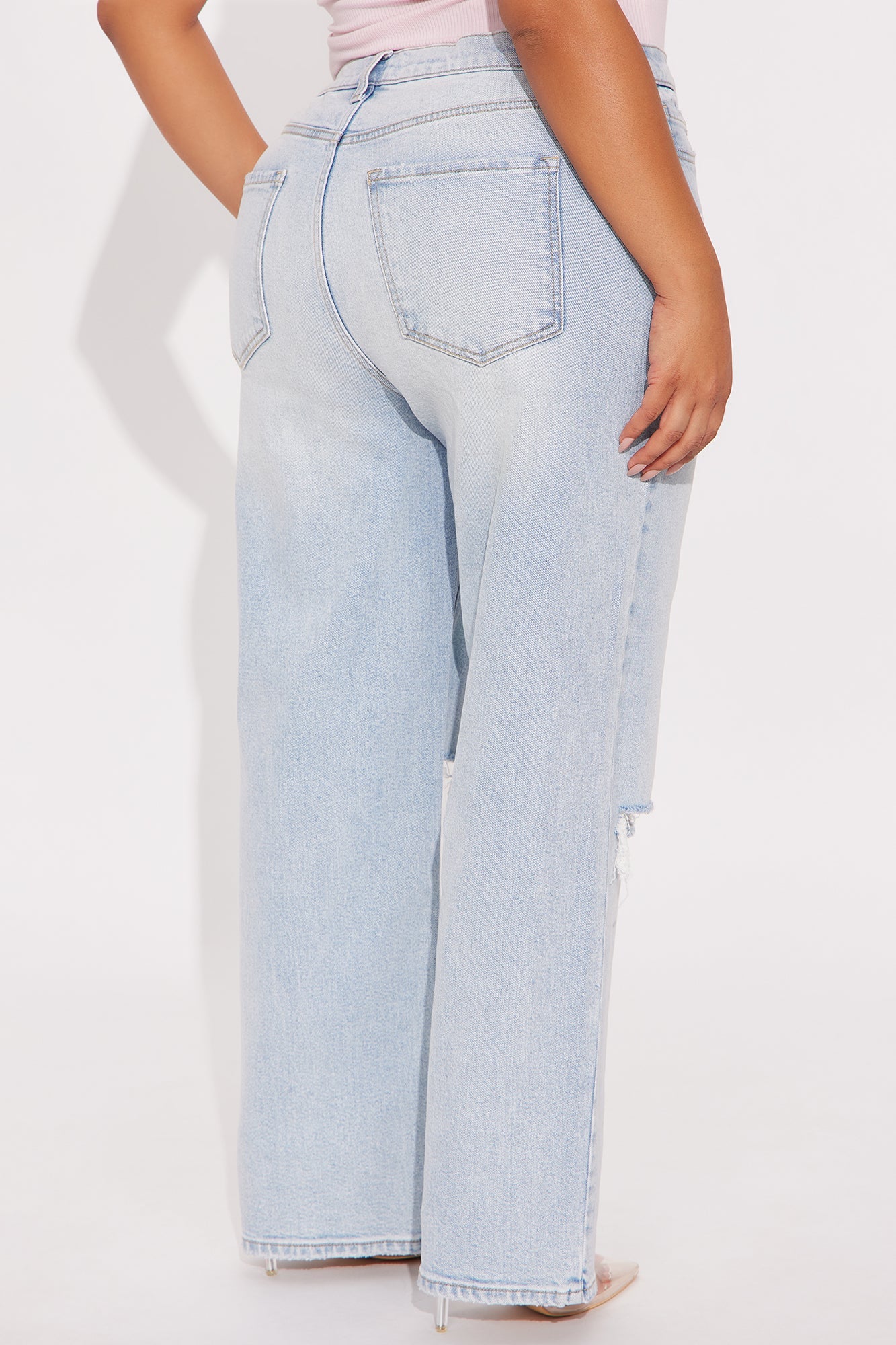 First Love Ripped Straight Leg Jeans - Light Wash