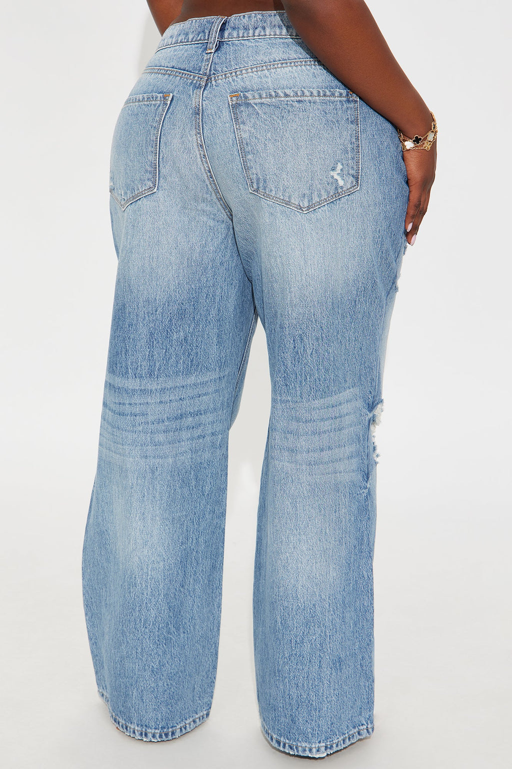 Southside Womens High Rise Baggy Ripped Jeans - Dark Wash