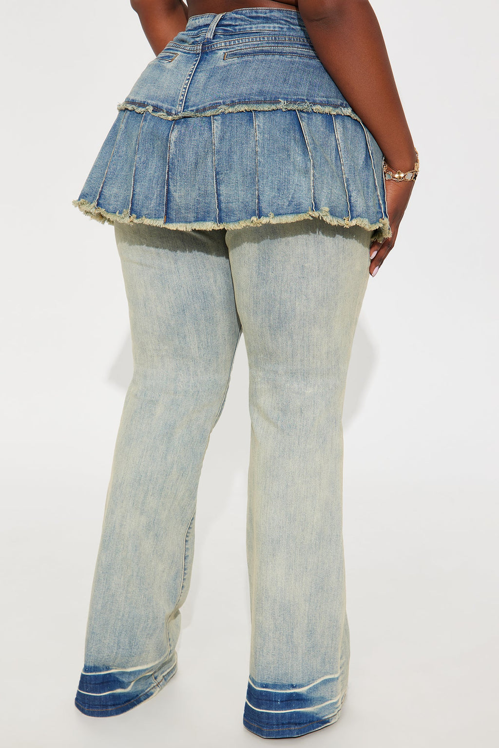 Pieces Of You Skirted Flare Jeans - Vintage Wash
