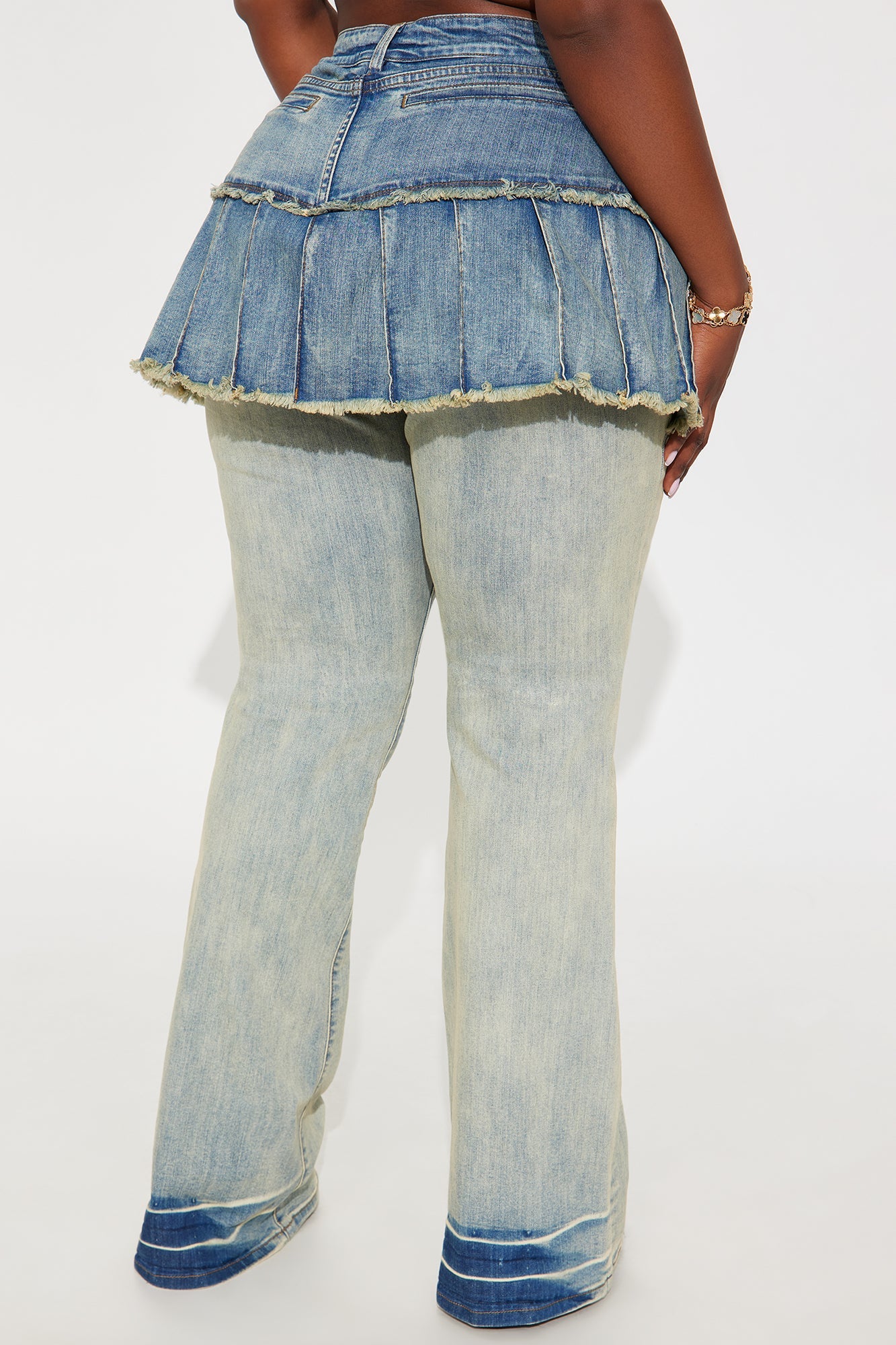 Pieces Of You Skirted Flare Jeans - Vintage Wash