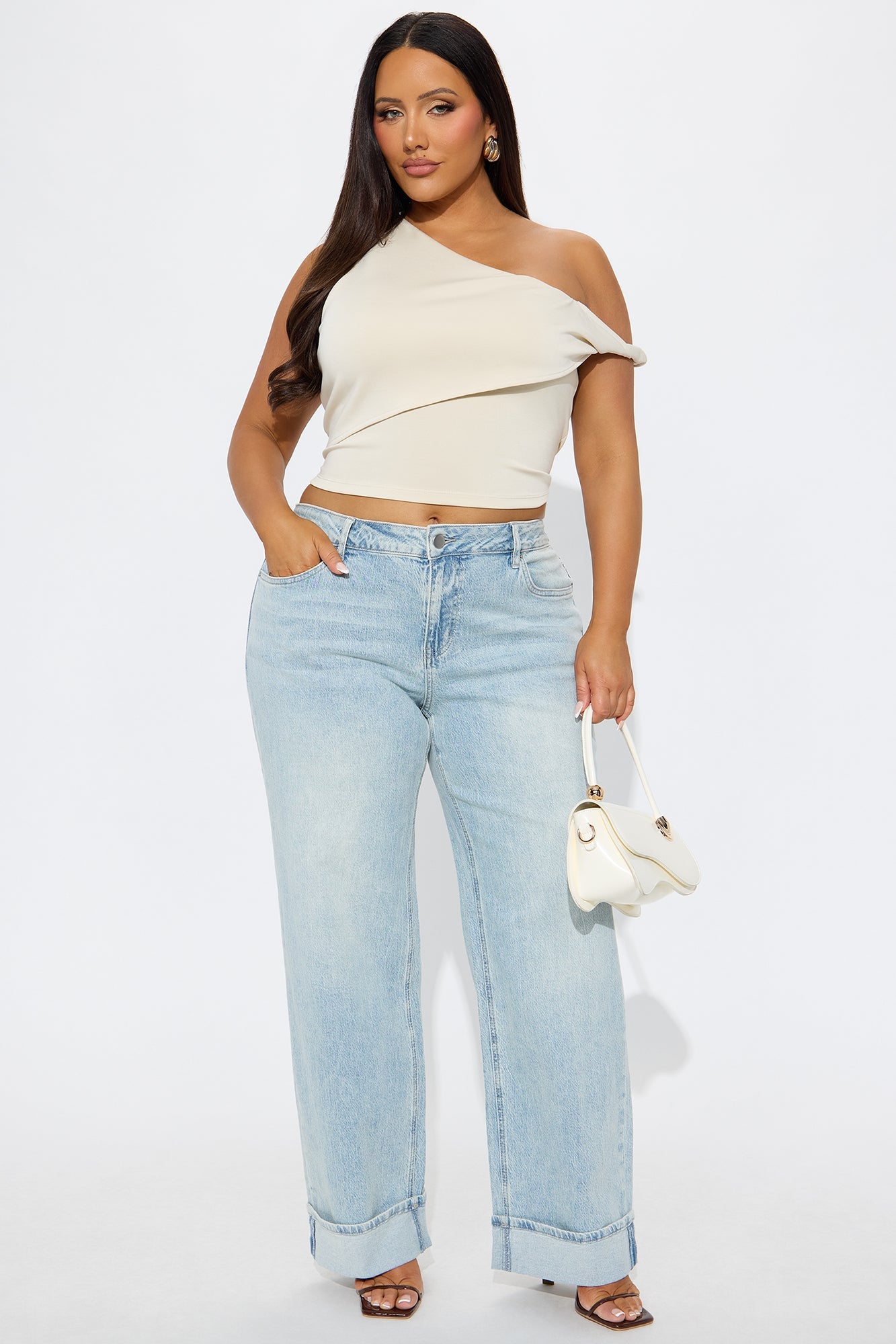 Briana Low Rise Cuffed Wide Leg Jeans - Vintage Wash