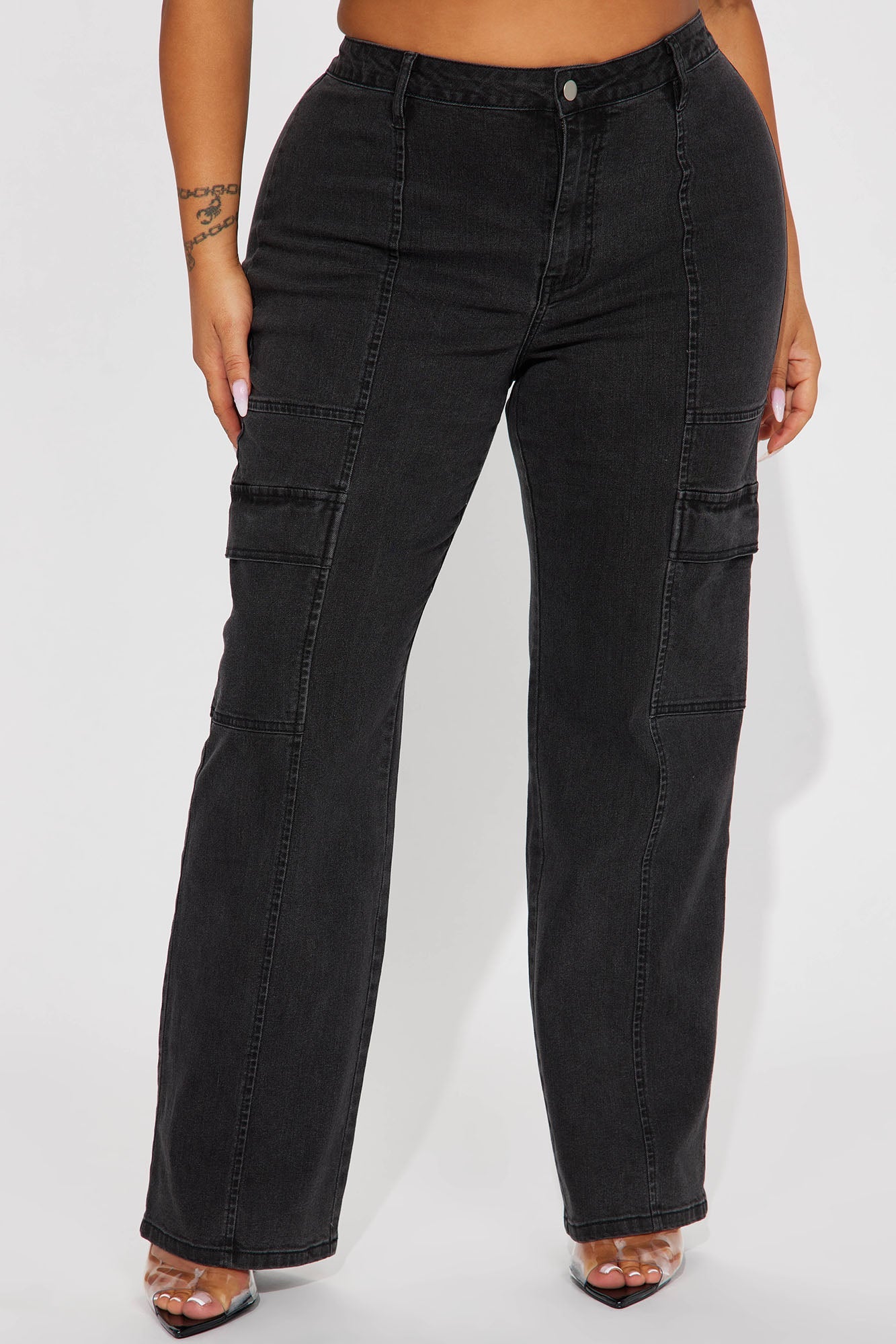 Non Disclosure Stretch Straight Leg Jeans - Black Wash