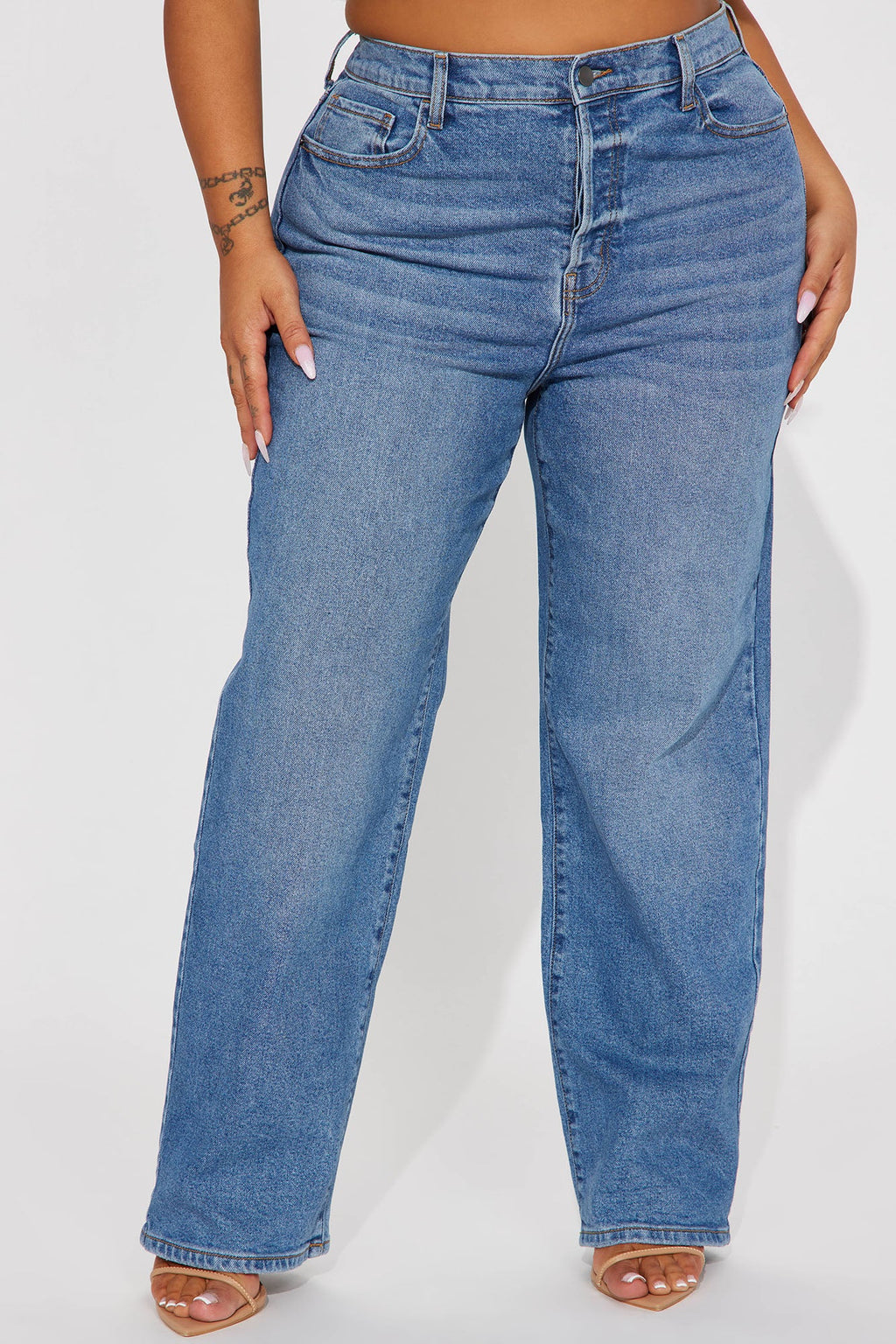 Long Lost 90's High Rise Straight Leg Jeans - Medium Wash