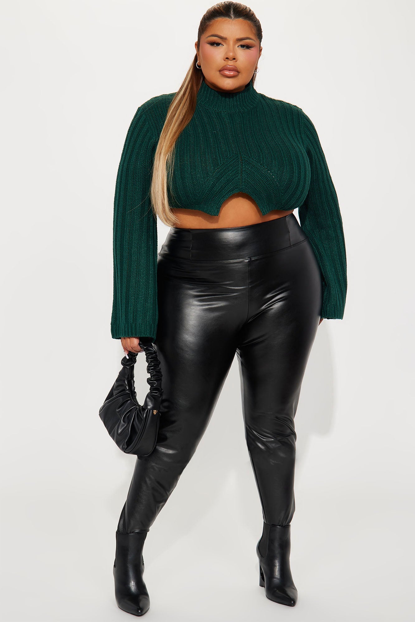Rebel Heart Cropped Turtleneck Sweater - Hunter