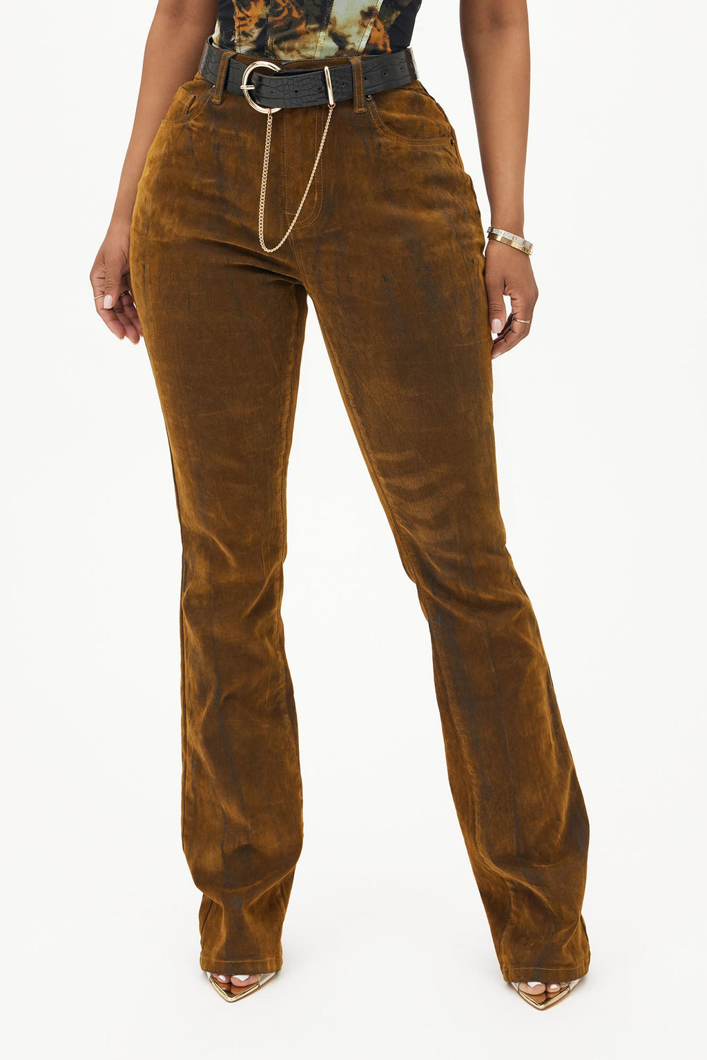 No Interruptions Velvet Bootcut Jeans - Copper