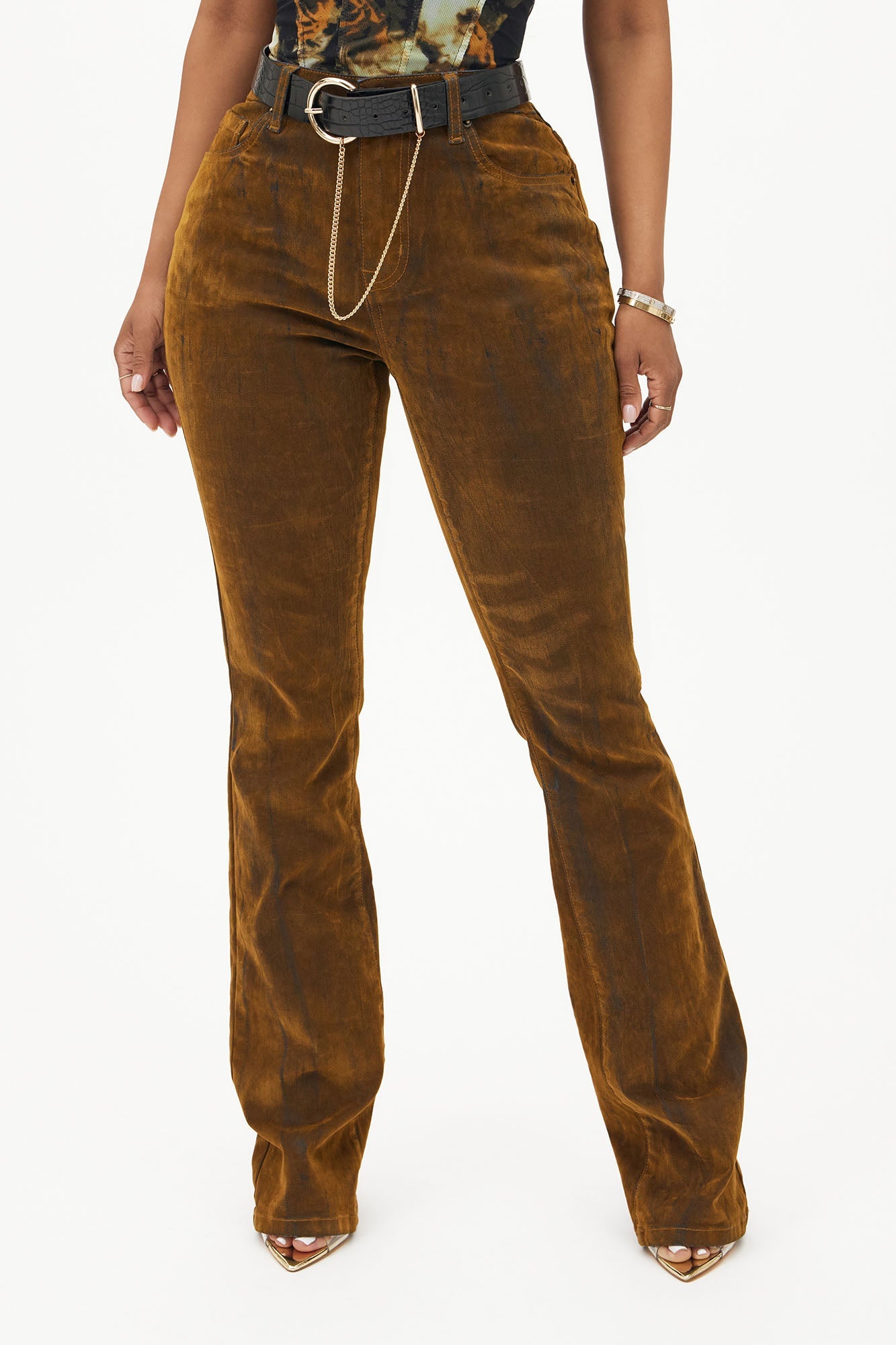 No Interruptions Velvet Bootcut Jeans - Copper
