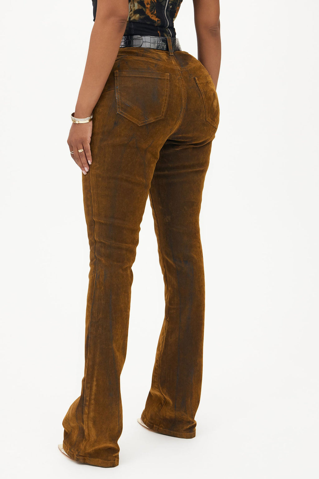 No Interruptions Velvet Bootcut Jeans - Copper