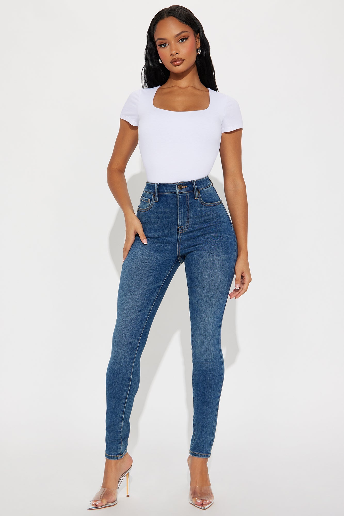 Yalena Stretch Skinny Jeans - Dark Wash