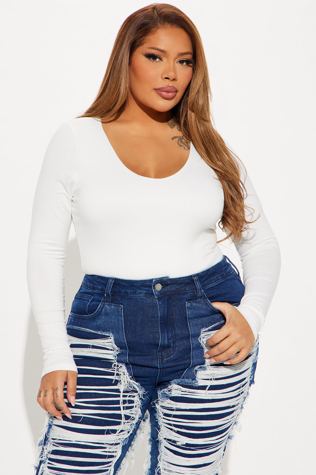 Myra Double Lined Bodysuit - White