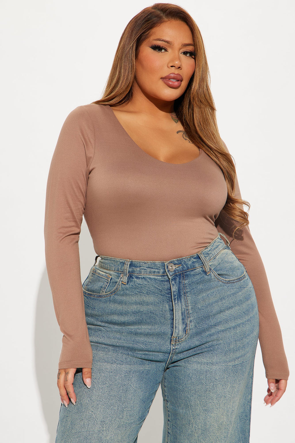Myra Double Lined Bodysuit - Taupe