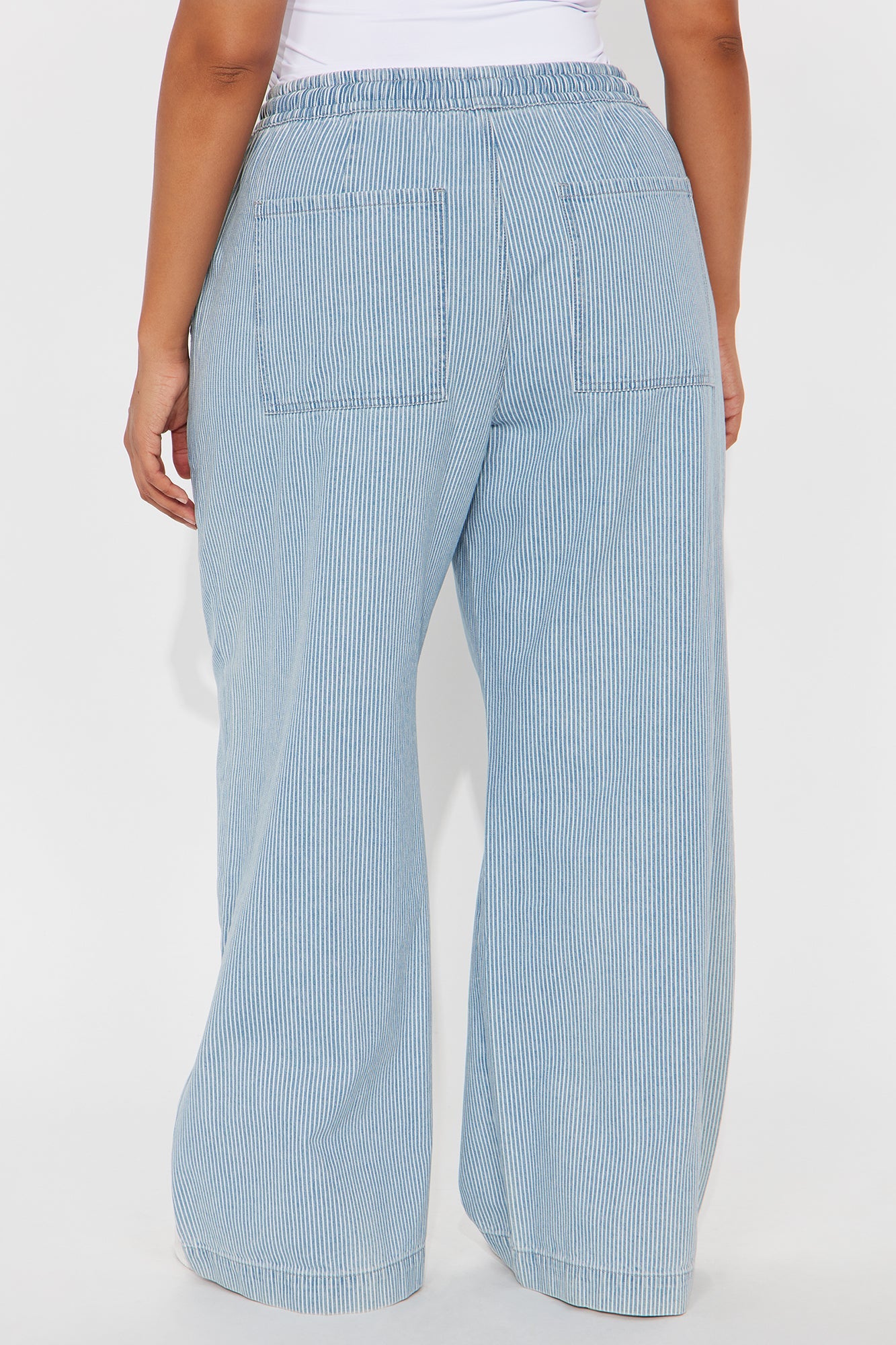 Seawalk Striped Pull On Wide Leg Jeans - Light Blue