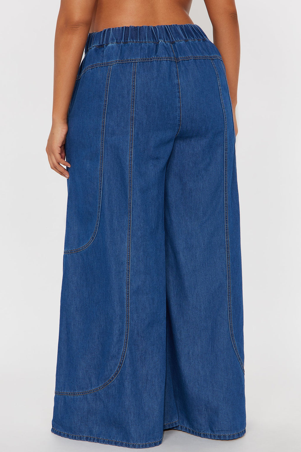 Vacay Vibes Drapey Wide Leg Jeans - Dark Wash