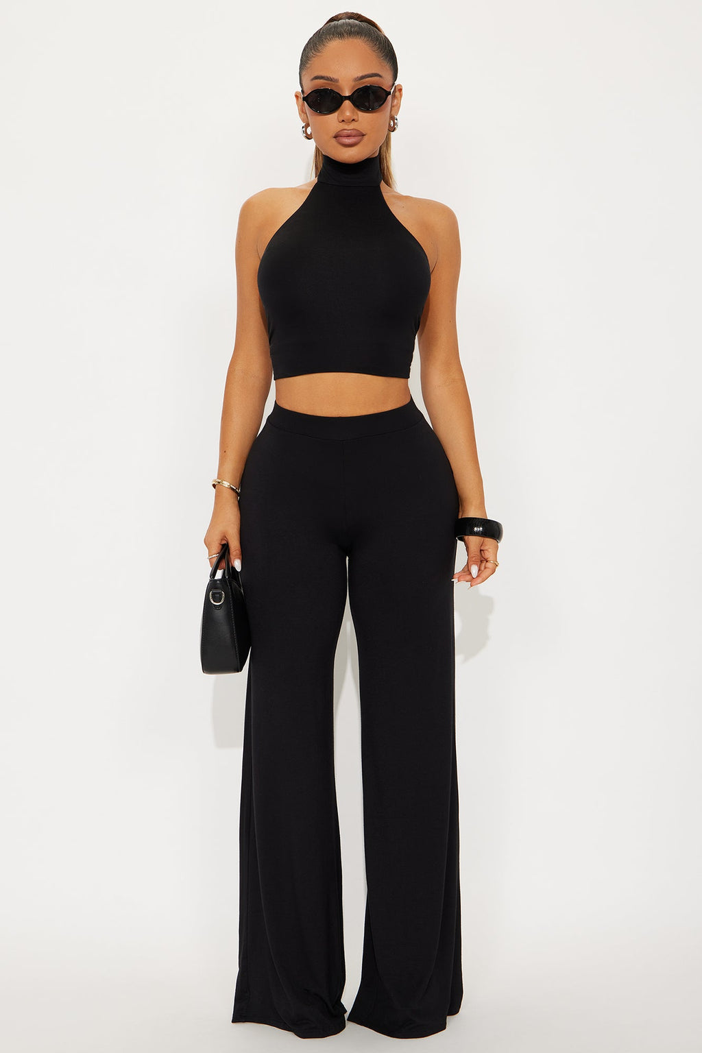 Dark Halo Halter Pant Set - Black
