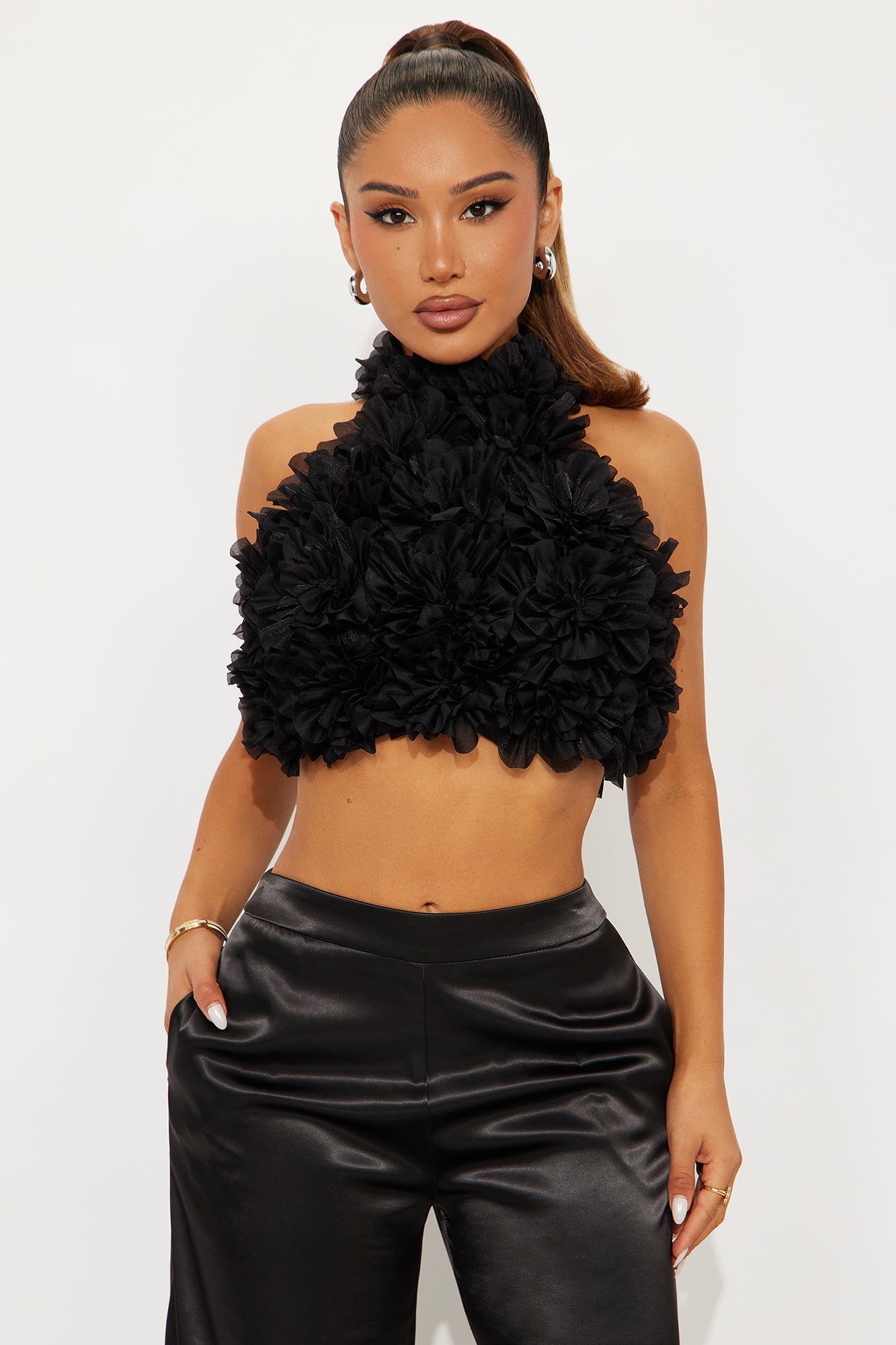Dahlia Satin Pant Set - Black