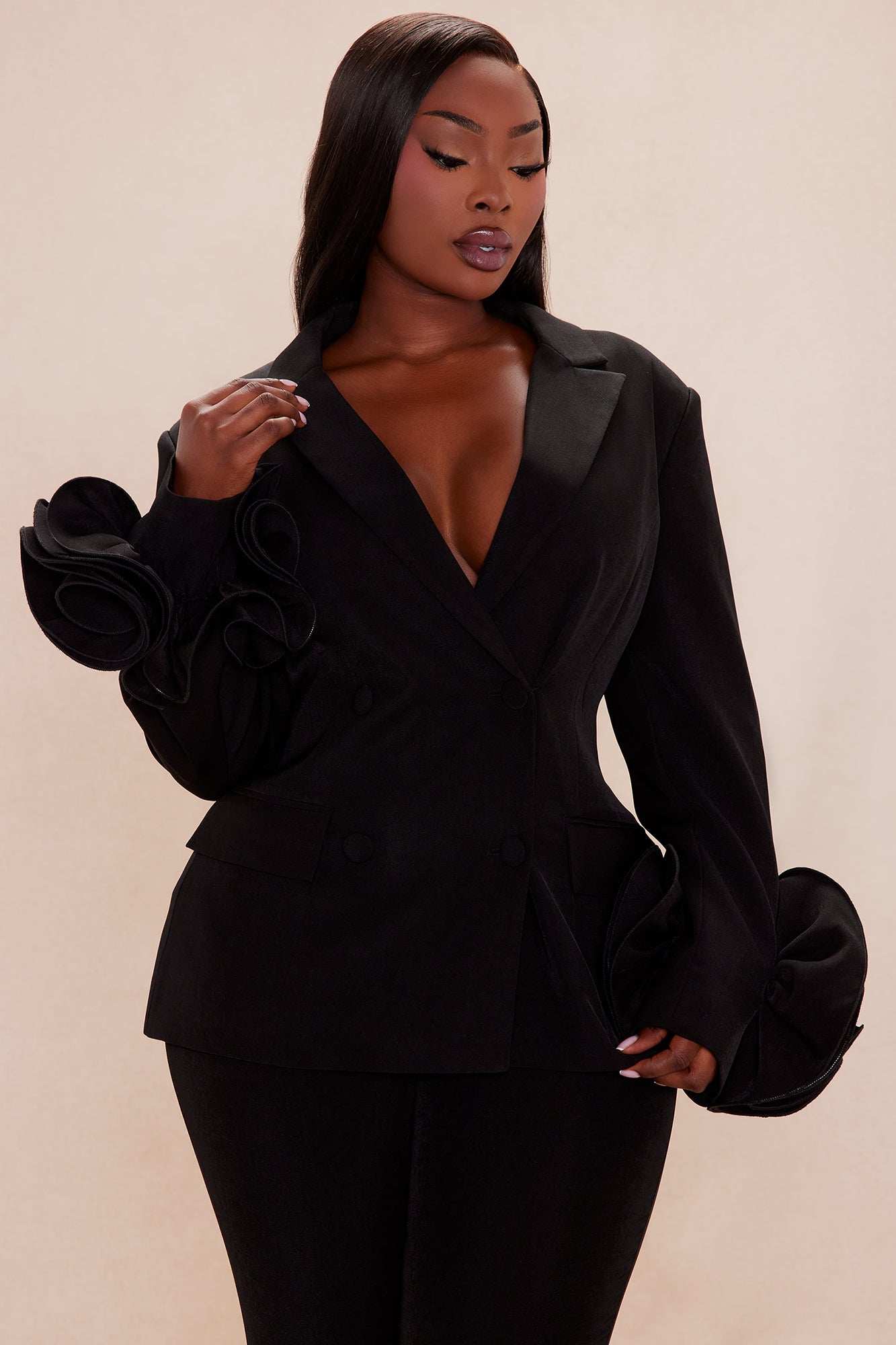 Amora Blazer Suit Set - Black