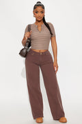Southside Low Rise Wide Leg Jean - Brown