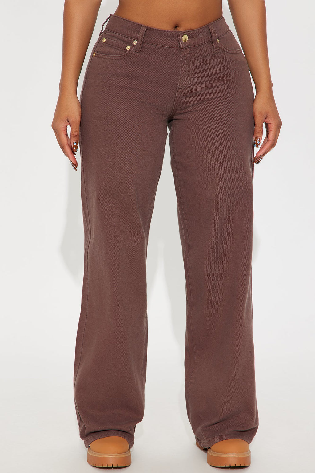 Southside Low Rise Wide Leg Jean - Brown