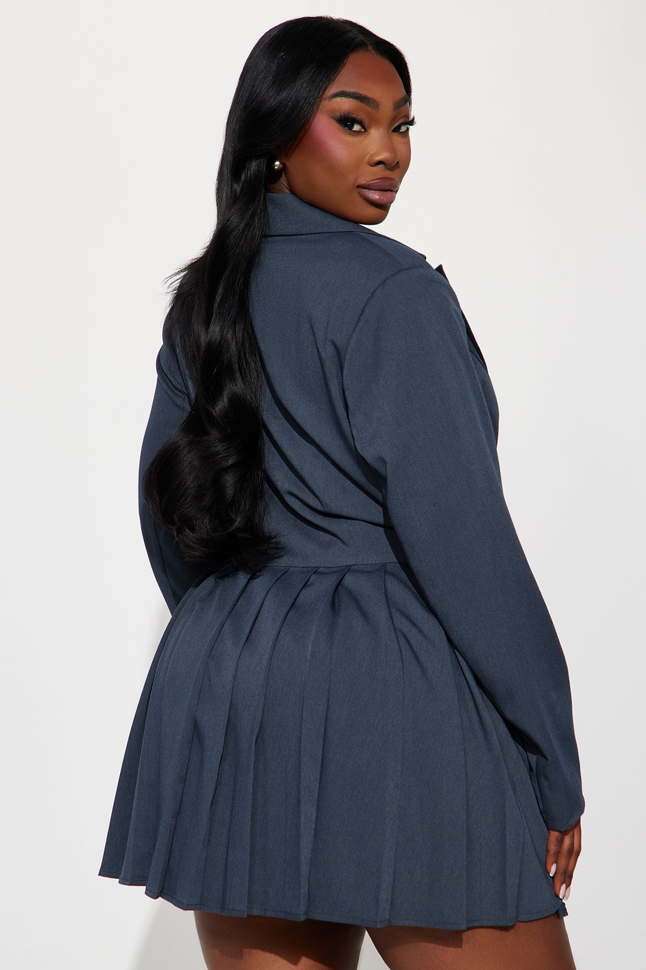 Delani Mini Blazer Dress - Charcoal