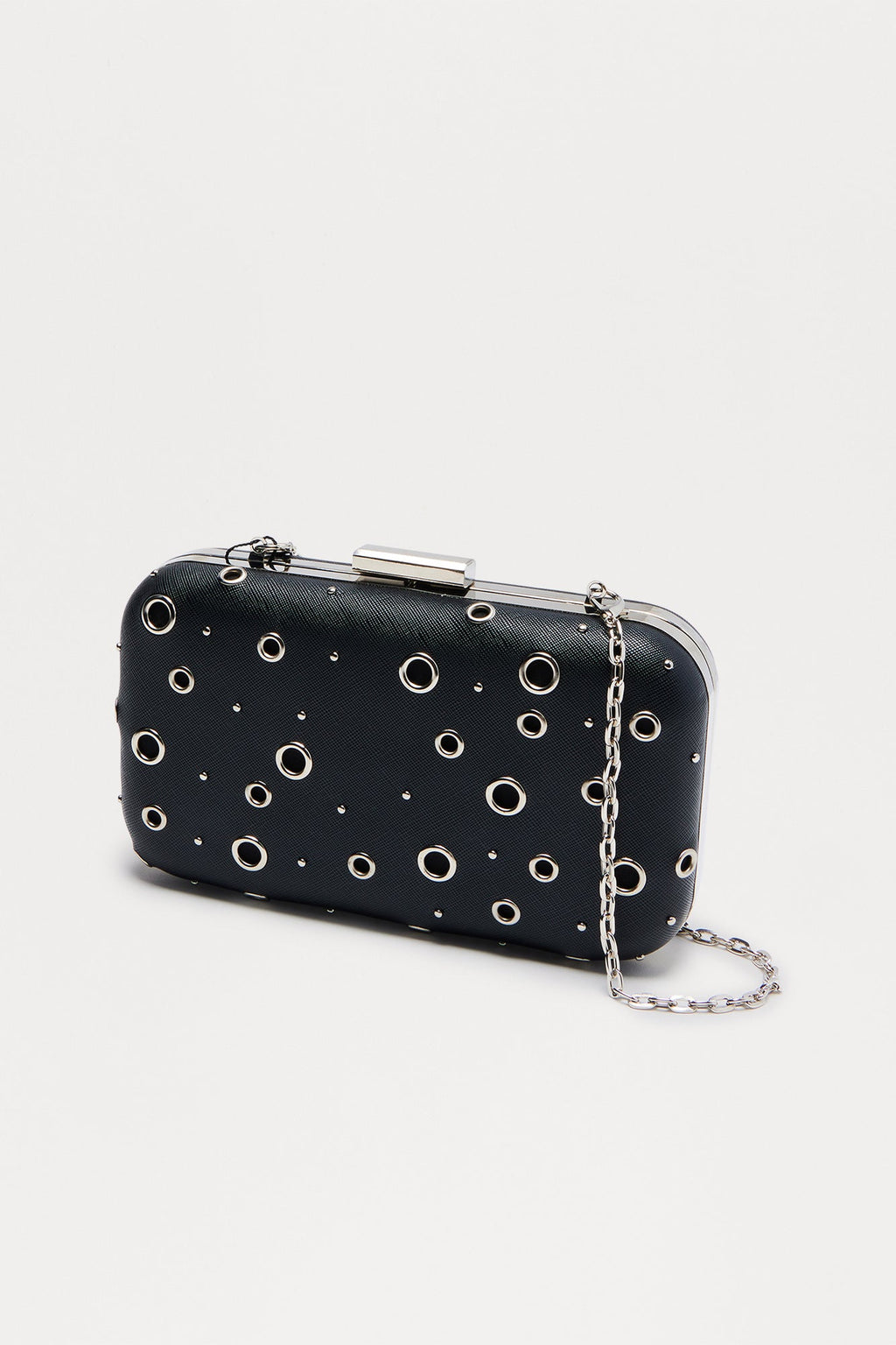Kelsey Studded Faux Leather Clutch - Black