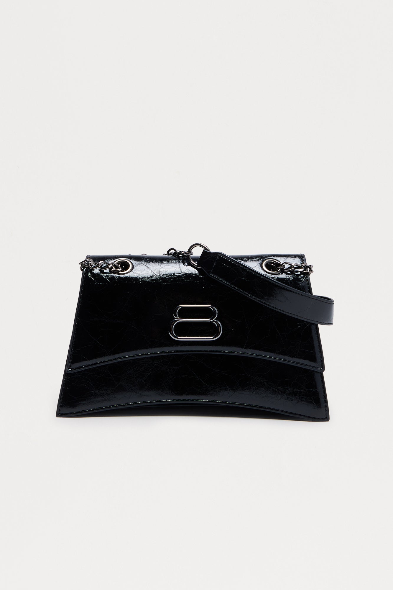 Charm Me Faux Leather Shoulder Handbag - Black