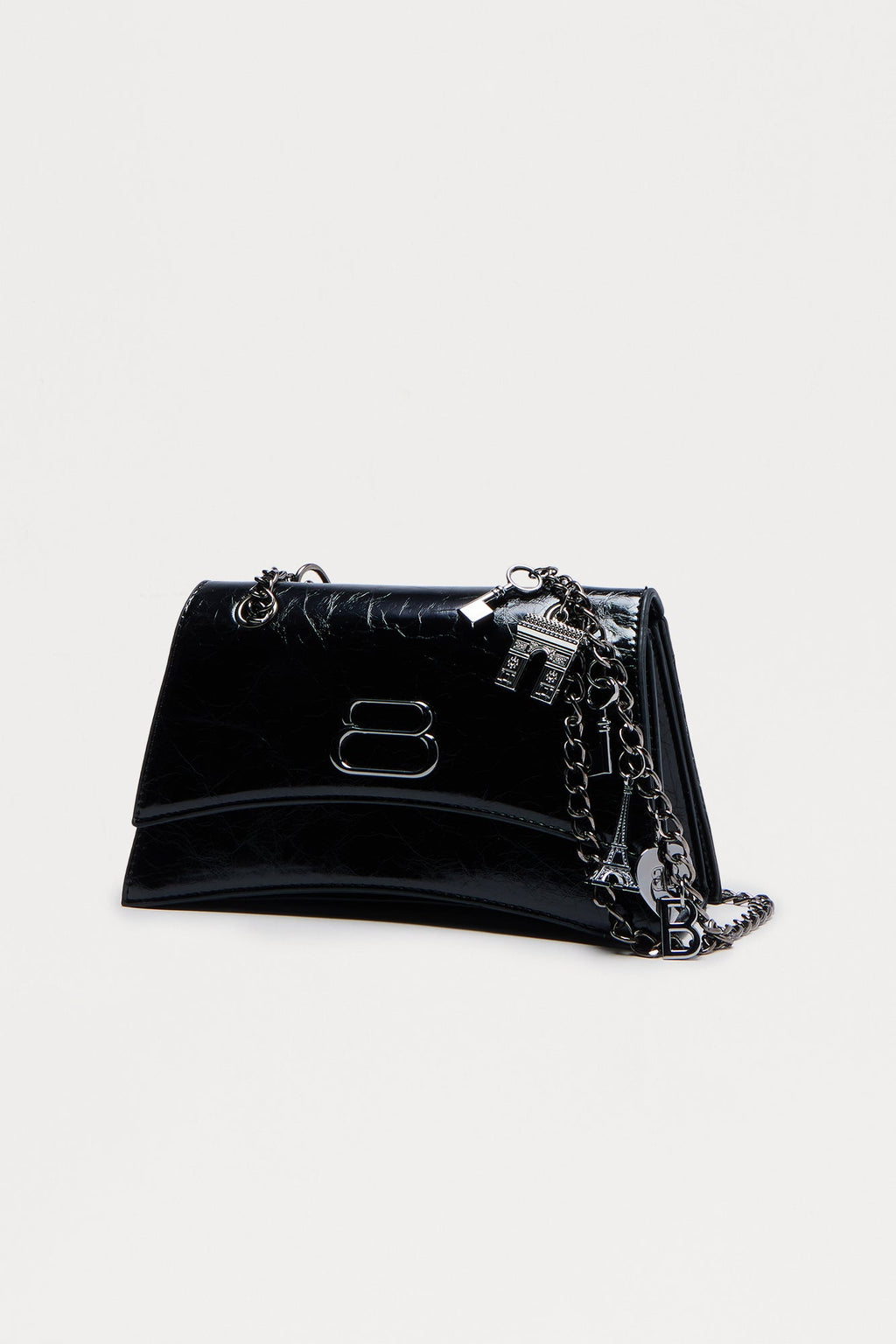 Charm Me Faux Leather Shoulder Handbag - Black