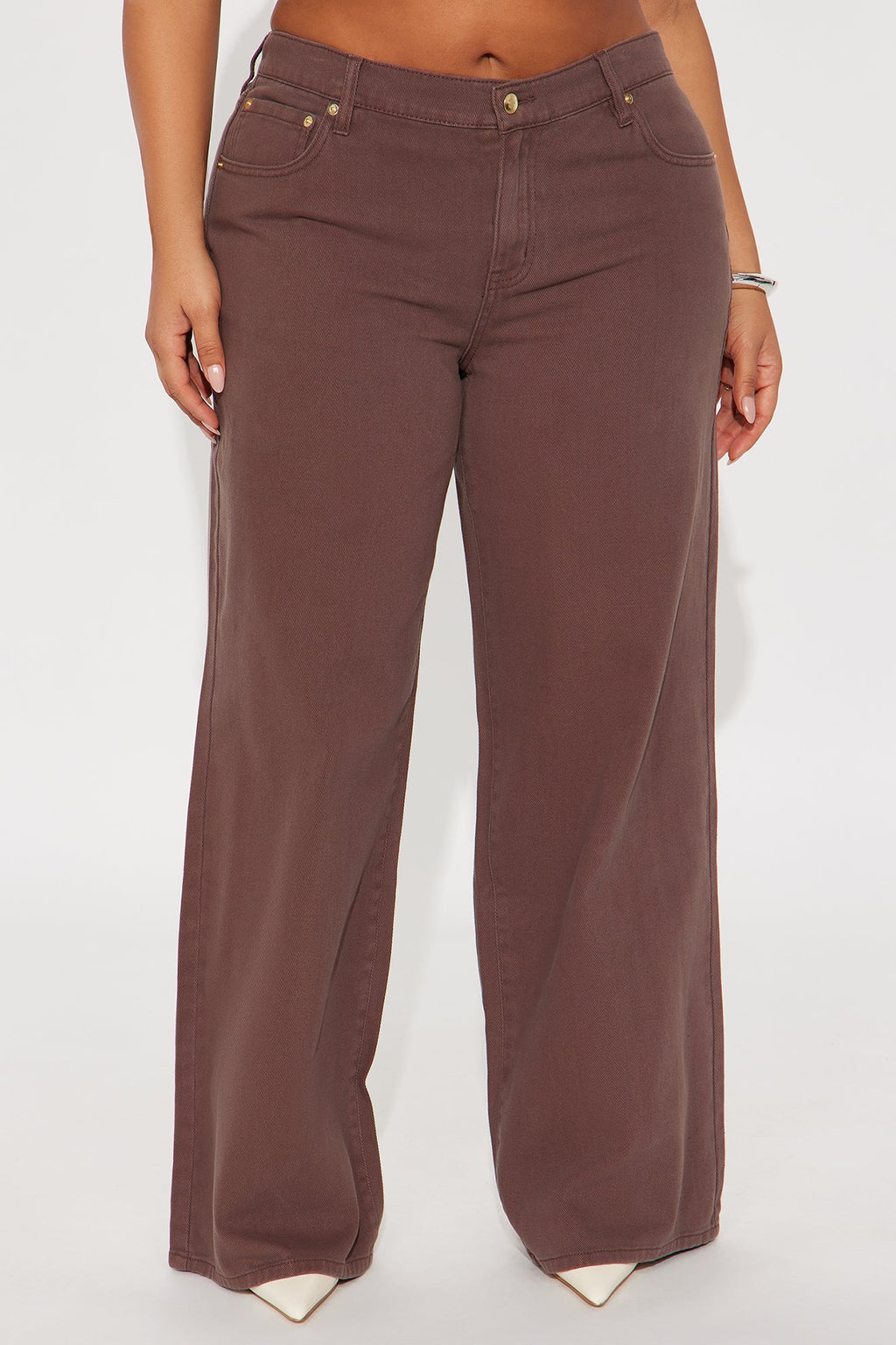 Southside Low Rise Wide Leg Jean - Brown