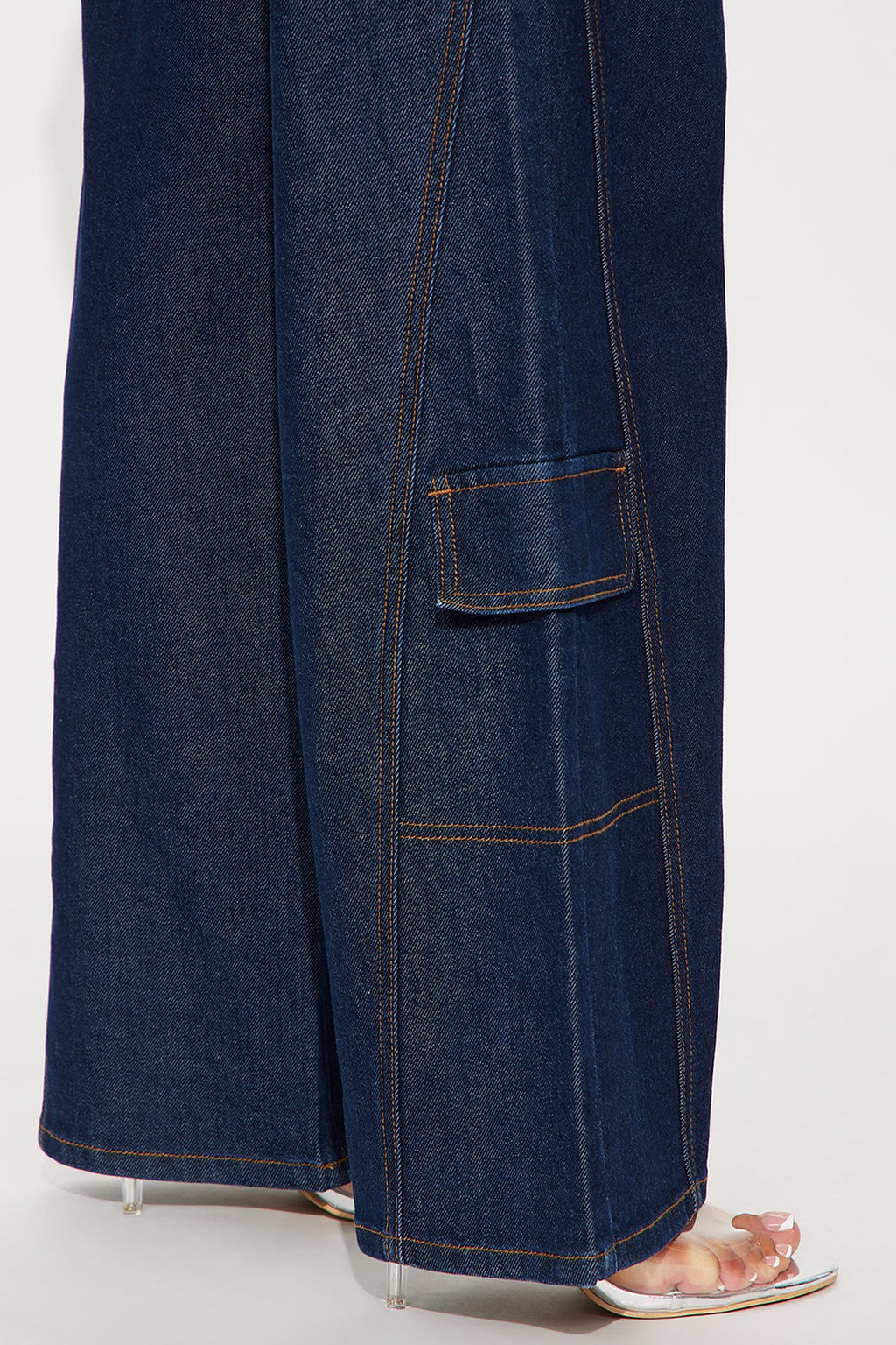 Shadyside Girl Cargo Wide Leg Jeans - Dark Wash