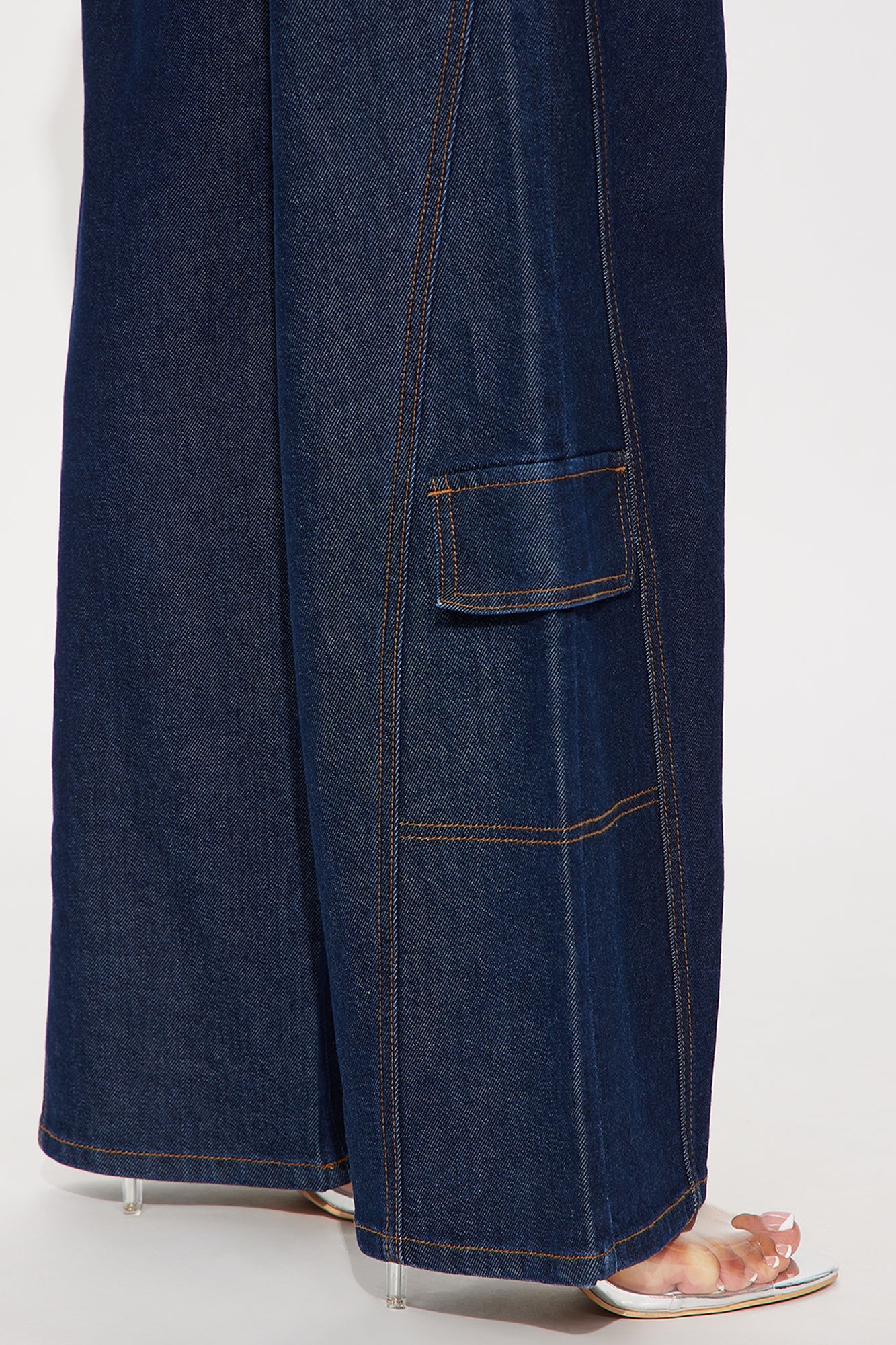 Shadyside Girl Cargo Wide Leg Jeans - Dark Wash