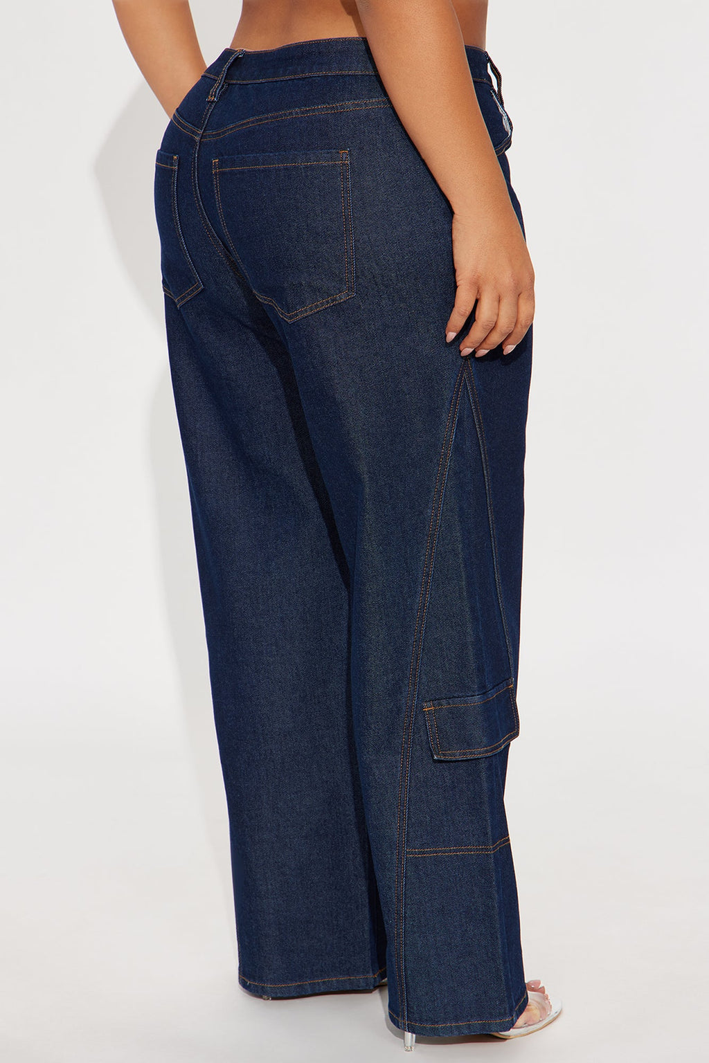 Shadyside Girl Cargo Wide Leg Jeans - Dark Wash
