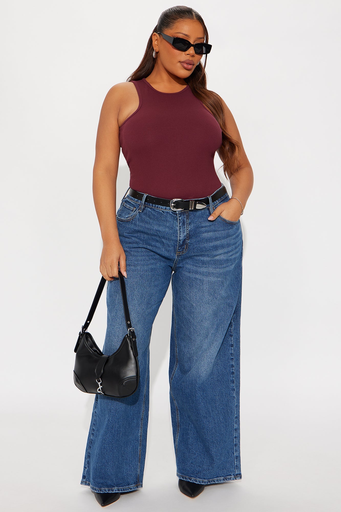 Still Going Strong Baggy Wide Leg Jeans - Dark Wash