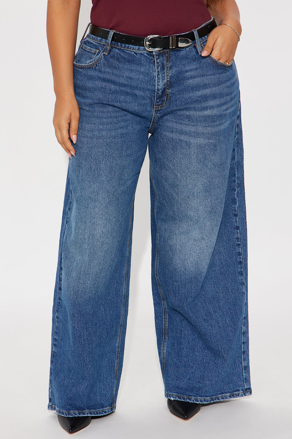 Still Going Strong Baggy Wide Leg Jeans - Dark Wash