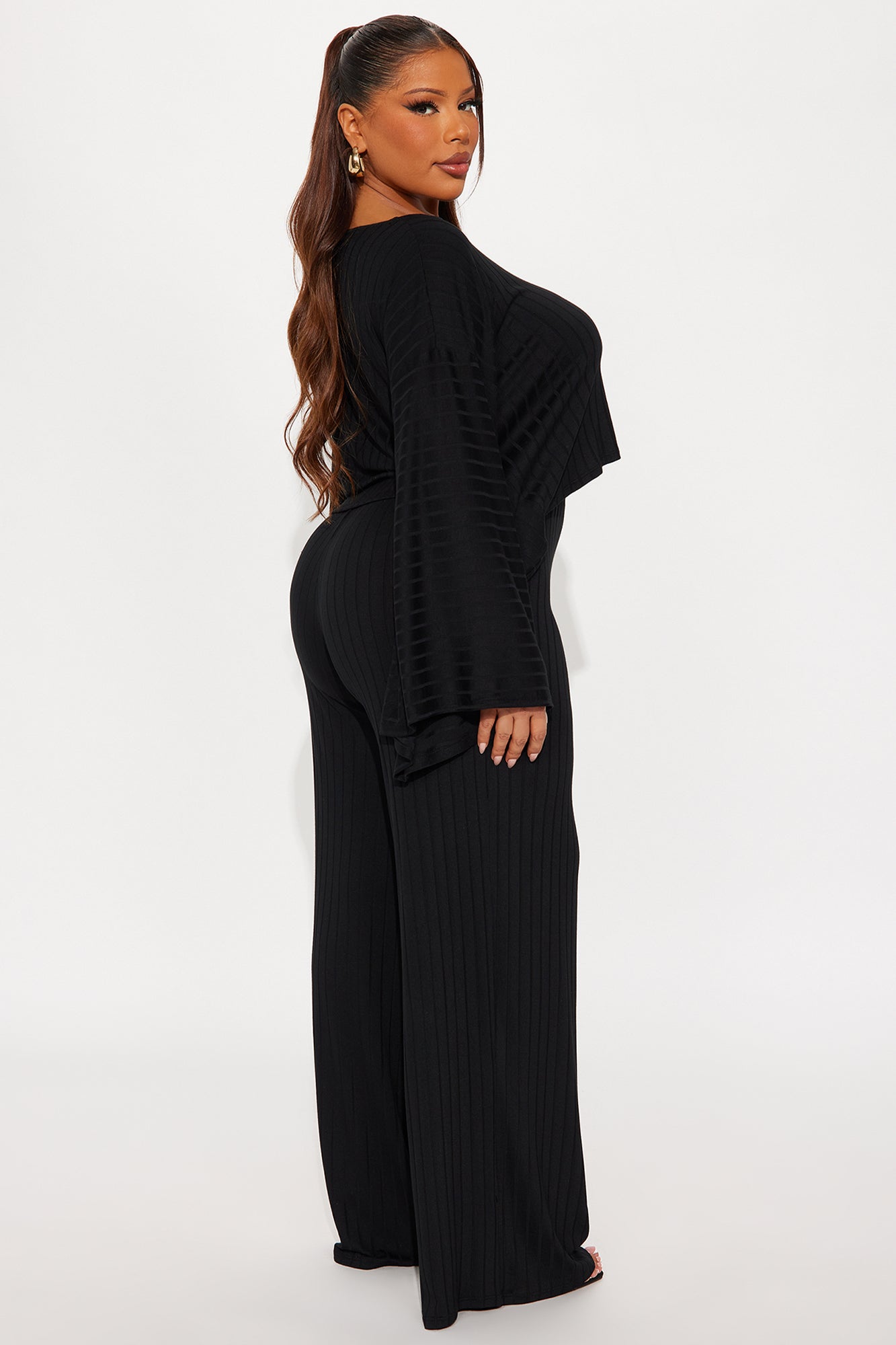 Come Find Me Ribbed Cropped Top Pant Set - Black