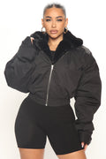 Don't Keep Your Cool Puffer Jacket - Black