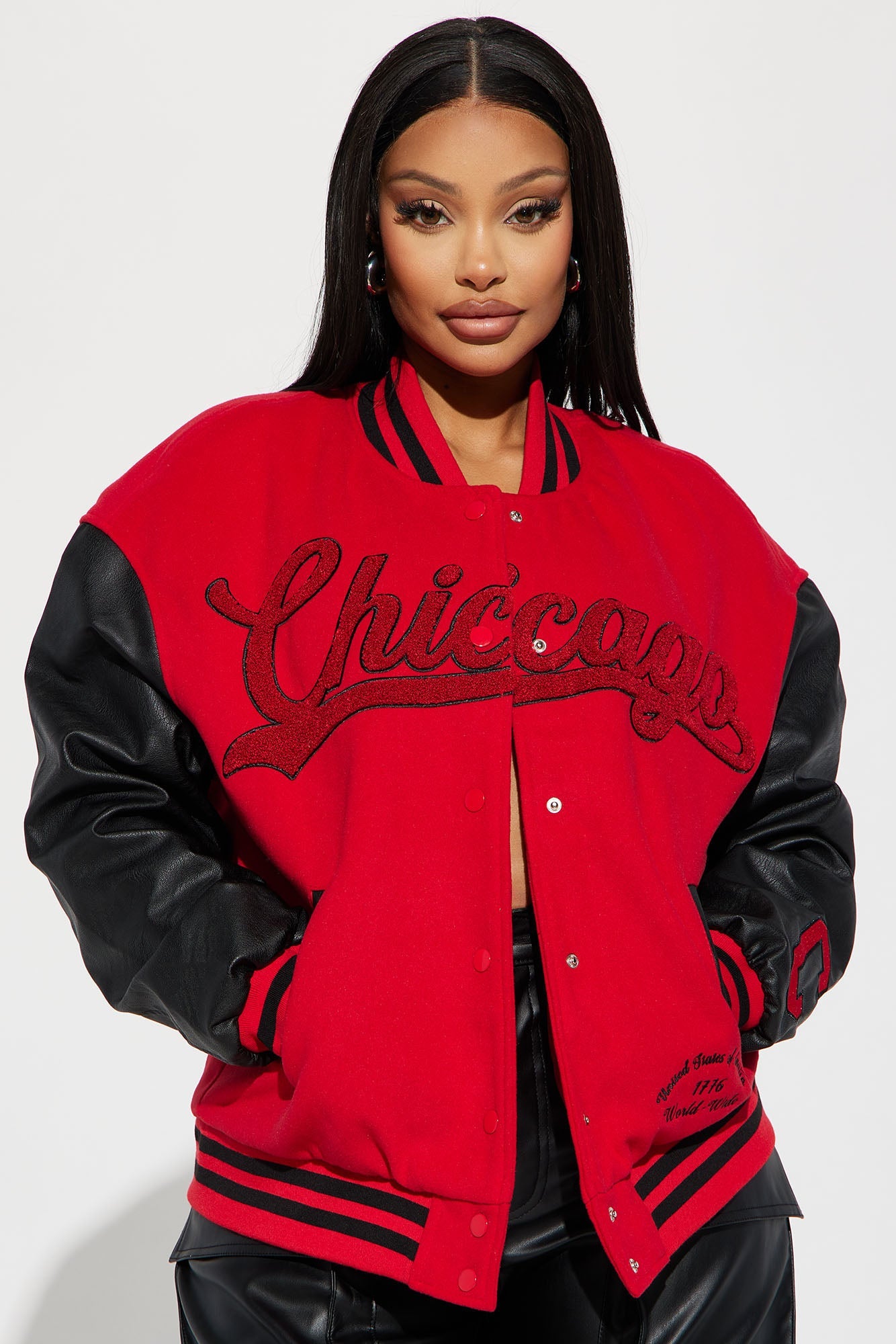 Chi Town Girl Bomber - Red/Black